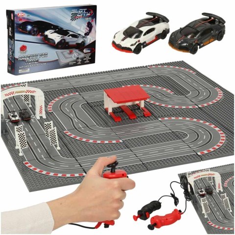 Tor wyścigowy samochodowy elektryczny policyjny 2 auta autka kontrolery zakręty klocki konstrukcyjne GD-03 Tor wyścigowy samochodowy elektryczny policyjny 2 auta autka kontrolery zakręty klocki konstrukcyjne GD-03
