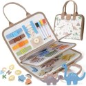 Tablica manipulacyjna sensoryczna montessori walizka dinozaury
