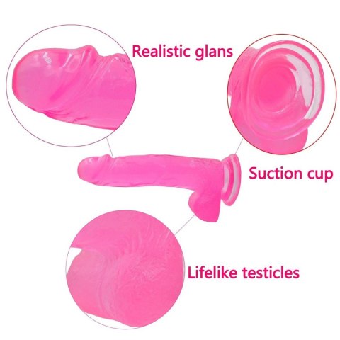 8"" Jelly Studs Crystal Dildo Large Pink 8"" Jelly Studs Crystal Dildo Large Pink
