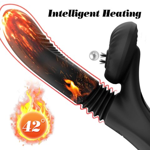 Silicone Vibrator 7 Powerful Modes - Licking,
Thrusting and Heating, Black