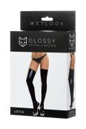 Glossy Shiny Wetlook stockings LOTIS - black S