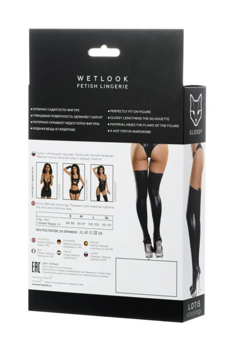 Glossy stockings made of Wetlook material, black, L