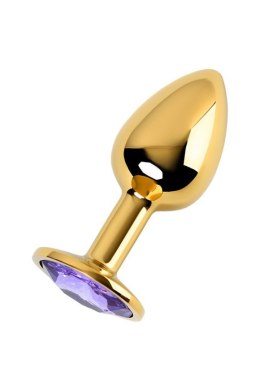 Golden anal plug TOYFA Metal,with a amethyst colored gem