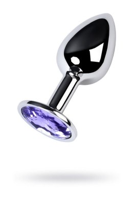 Silver anal plug with gem, blue