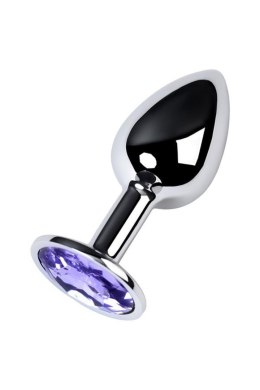 Silver anal plug with gem, blue