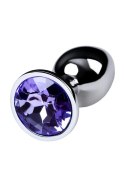 Silver anal plug with gem, blue