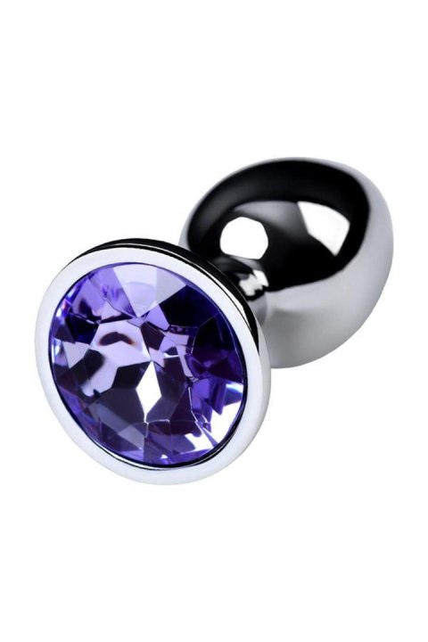 Silver anal plug with gem, blue