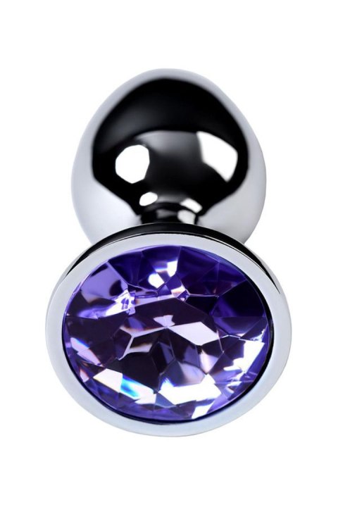 Silver anal plug with gem, blue