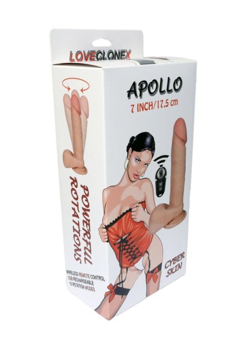 Dildo - APOLLO-LOVECLONEX - 20 cm - 10 trybów rotacji ładowanie usb