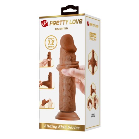 PRETTY LOVE - QUENTIN 7.2"(184mm) Sliding Skin Series TPR, Suction base Bendable