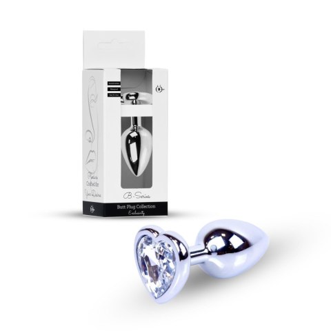 Plug-Jewellery Silver Heart PLUG- Clear