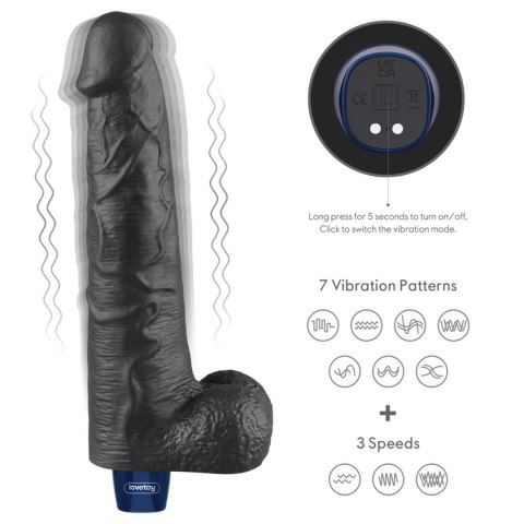 10.5" REAL SOFTEE Rechargeable TPE Vibrating Dildo(Black)