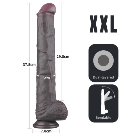 14.5'' Dual Layered Bendable Silicone Cock XXL(Black)