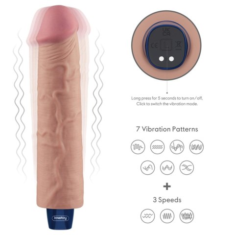 9.5" REAL SOFTEE Rechargeable TPE Vibrating Dildo(Flesh)