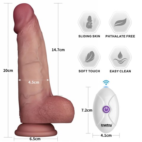 8" Vibrating Sliding Skin Pro II Dual Layer Silicone Dong