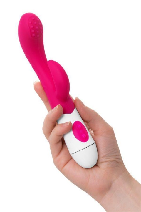 A-TOYS, Vibrator Nessy with Clitoral Stimulator, Silicone, Pink, 20 cm, 10 speeds, 2xAAA