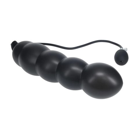 Beaded Inflatable Silicone Anal Plug - Black
