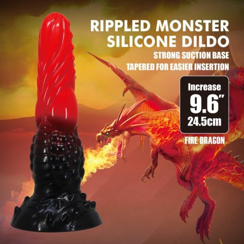 Power Monsters Fire Dragon - 24.5 cm Rippled Monster Silicone Dildo