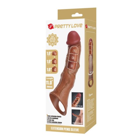 Pretty Love Extension Penis Sleeve with Modular Length Blocks Brown - 28 cm