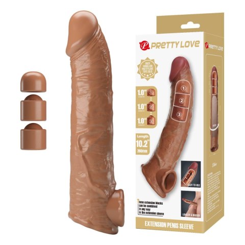 Pretty Love Extension Penis Sleeve with Modular Length Blocks - Dark Brown - 26 cm