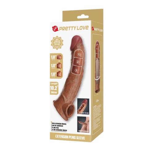 Pretty Love Extension Penis Sleeve with Modular Length Blocks - Dark Brown - 26 cm