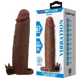 Pretty Love Xerxes - 22 cm Vibrating Penis Sleeve, Dark Brown