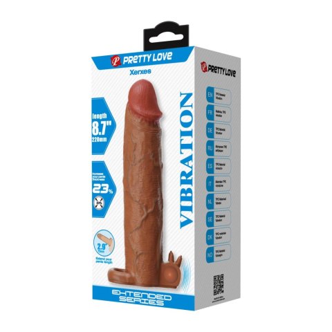 Pretty Love Xerxes - 22 cm Vibrating Penis Sleeve, Dark Brown