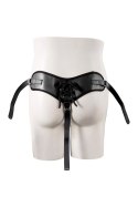 STRAPON BLACK PU HARNESS WITH TWO RINGS