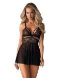 Bielizna-838-BAB-1 babydoll i stringi czarna XXL