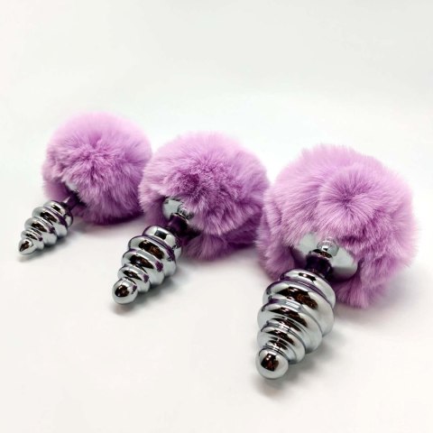 Metal Anal Fluffy Twist Plug S pink