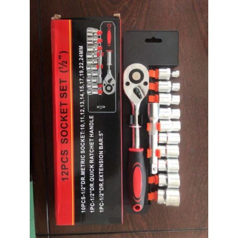 Zestaw nasadek 1/2" z grzechotka przedłużka 8-24 mm 12 elementów CV klucze nasadowe z grzechotką
