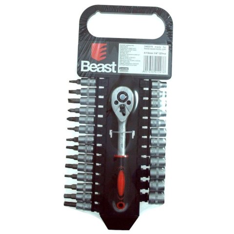 Zestaw nasadek bitów 1/4" z grzechotka 4-13mm 27 elementów CV TORX ampule imbusy PHILIPS płaski