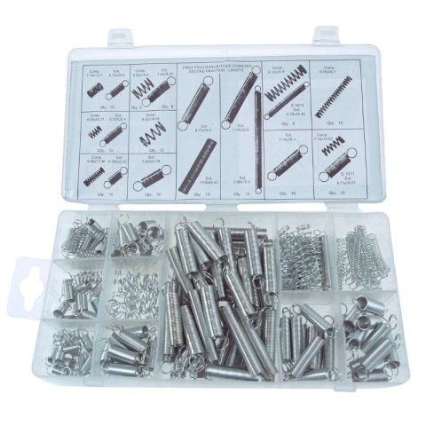 Zestaw mix sprężyn 200 szt. sprężynki rozciągające ściągające ściskające