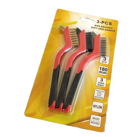 Zestaw szczotek drucianych druciana 3 sztuki NYLON BRASS STEEL