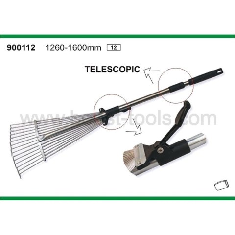 Grabie do liści trawy druciane REGULOWANE trzon metalowy rączka teleskop 80-165CM TELESCOPIC
