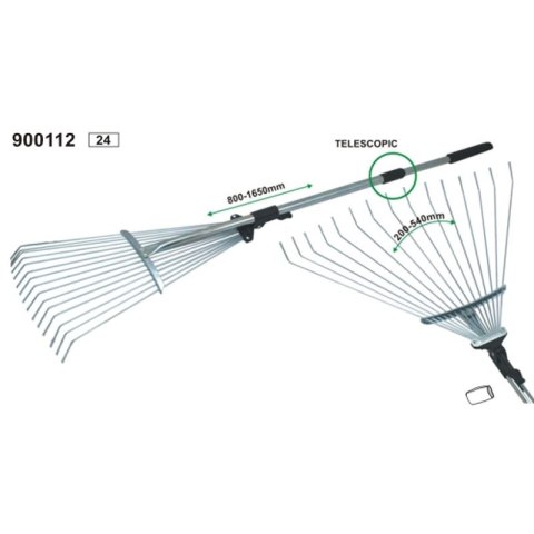 Grabie do liści trawy druciane REGULOWANE trzon metalowy rączka teleskop 80-165CM TELESCOPIC