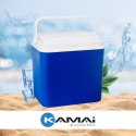 Lodówka samochodowa elektryczna 24L KAMAI ATLANTIC, zasilanie 12V, niebieska z białą pokrywą i rączką