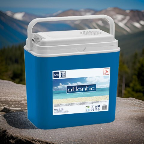 Lodówka samochodowa elektryczna 24L KAMAI ATLANTIC, zasilanie 12V, niebieska z białą pokrywą i rączką