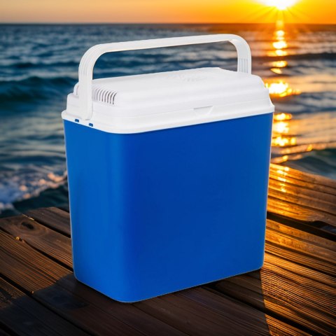 Lodówka samochodowa elektryczna 24L KAMAI ATLANTIC, zasilanie 12V, niebieska z białą pokrywą i rączką