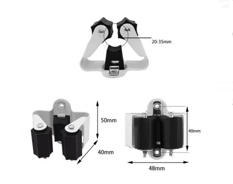 Wieszak sprężynowy uchwyt na narzedzia miotły mop szary 50x48x40mm