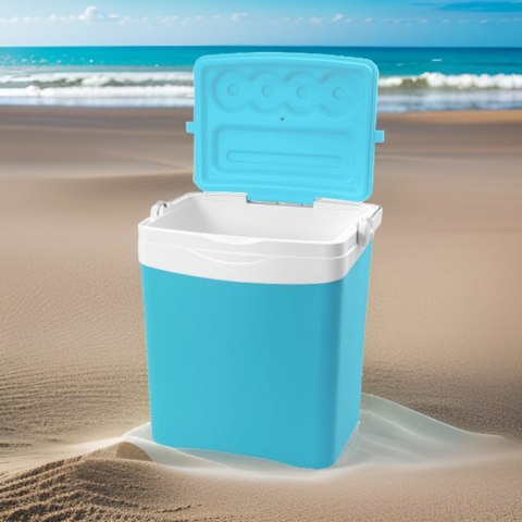 Lodówka turystyczna 25L KAMAI TROPIC na wkłady mrożące, turkusowa z białą rączką