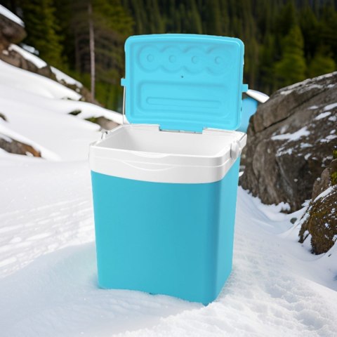 Lodówka turystyczna 25L KAMAI TROPIC na wkłady mrożące, turkusowa z białą rączką