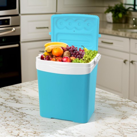 Lodówka turystyczna 25L KAMAI TROPIC na wkłady mrożące, turkusowa z białą rączką