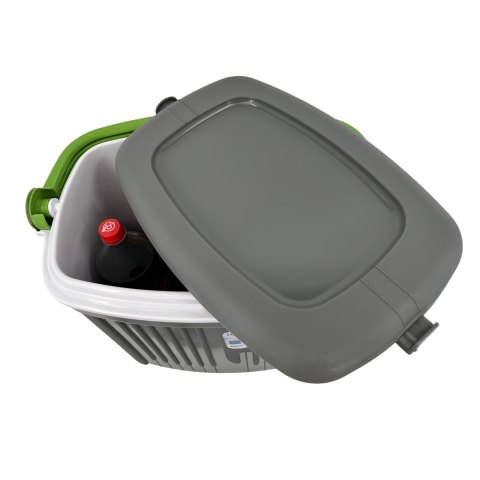 Lodówka turystyczna 32L KAMAI ICEBERG na wkłady mrożące, ciemno-szara z zieloną rączką