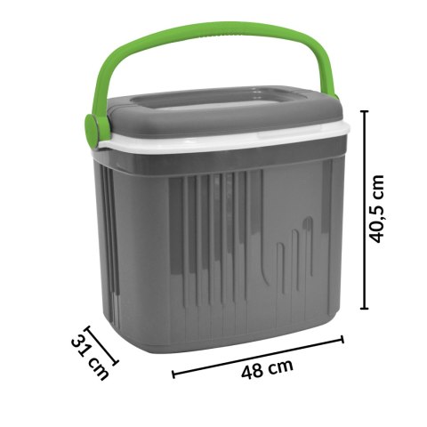 Lodówka turystyczna 32L KAMAI ICEBERG na wkłady mrożące, ciemno-szara z zieloną rączką