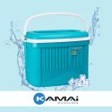 Lodówka turystyczna 42L KAMAI ICEBERG na wkłady mrożące, turkusowa z białą rączką
