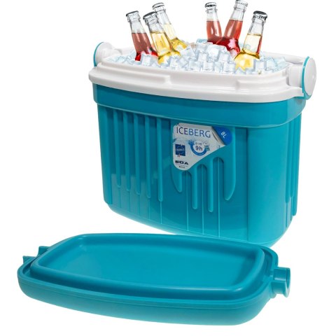 Lodówka turystyczna 8L KAMAI ICEBERG na wkłady mrożące, turkusowa z białą rączką