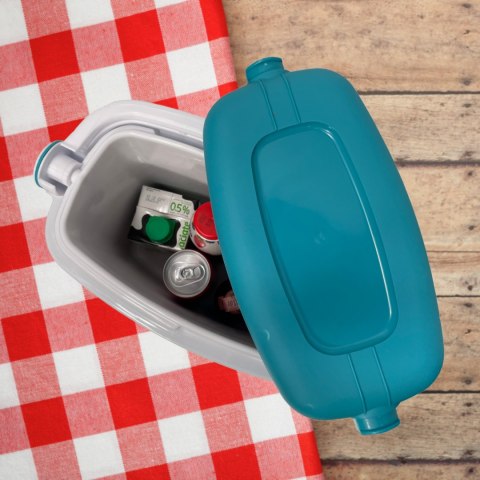 Lodówka turystyczna 8L KAMAI ICEBERG na wkłady mrożące, turkusowa z białą rączką