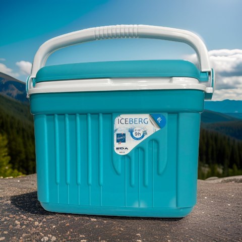 Lodówka turystyczna 8L KAMAI ICEBERG na wkłady mrożące, turkusowa z białą rączką