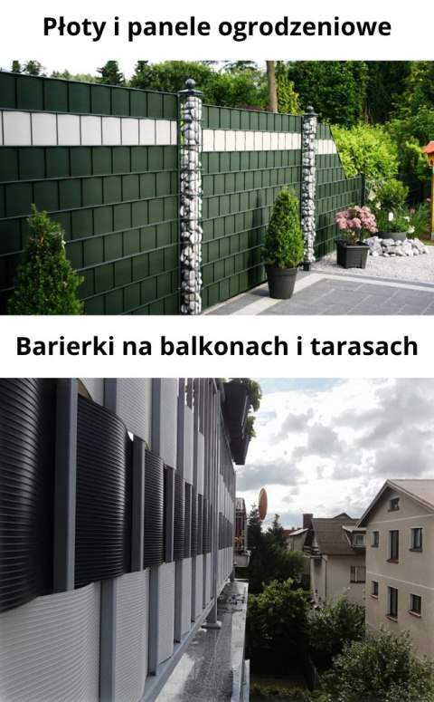 Taśma ogrodzeniowa PASKI 6 x 2,55mb BASIC 19cm PROTECTO™ GRAFIT + 12 klipsów GRATIS